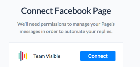 Screenshot showing how to connect Facebook Page to build Messenger bot